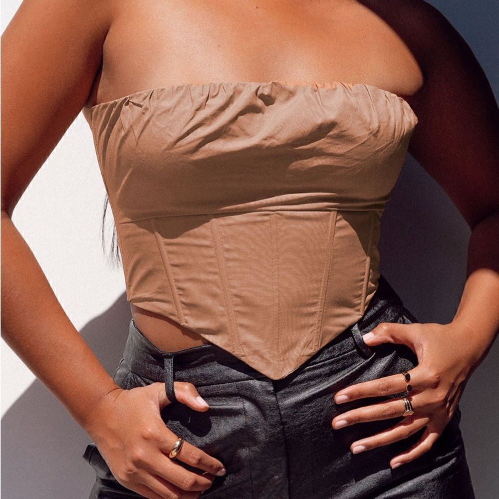 Princess Polly BAD GAL BUSTIER BROWN Corset Top size 10